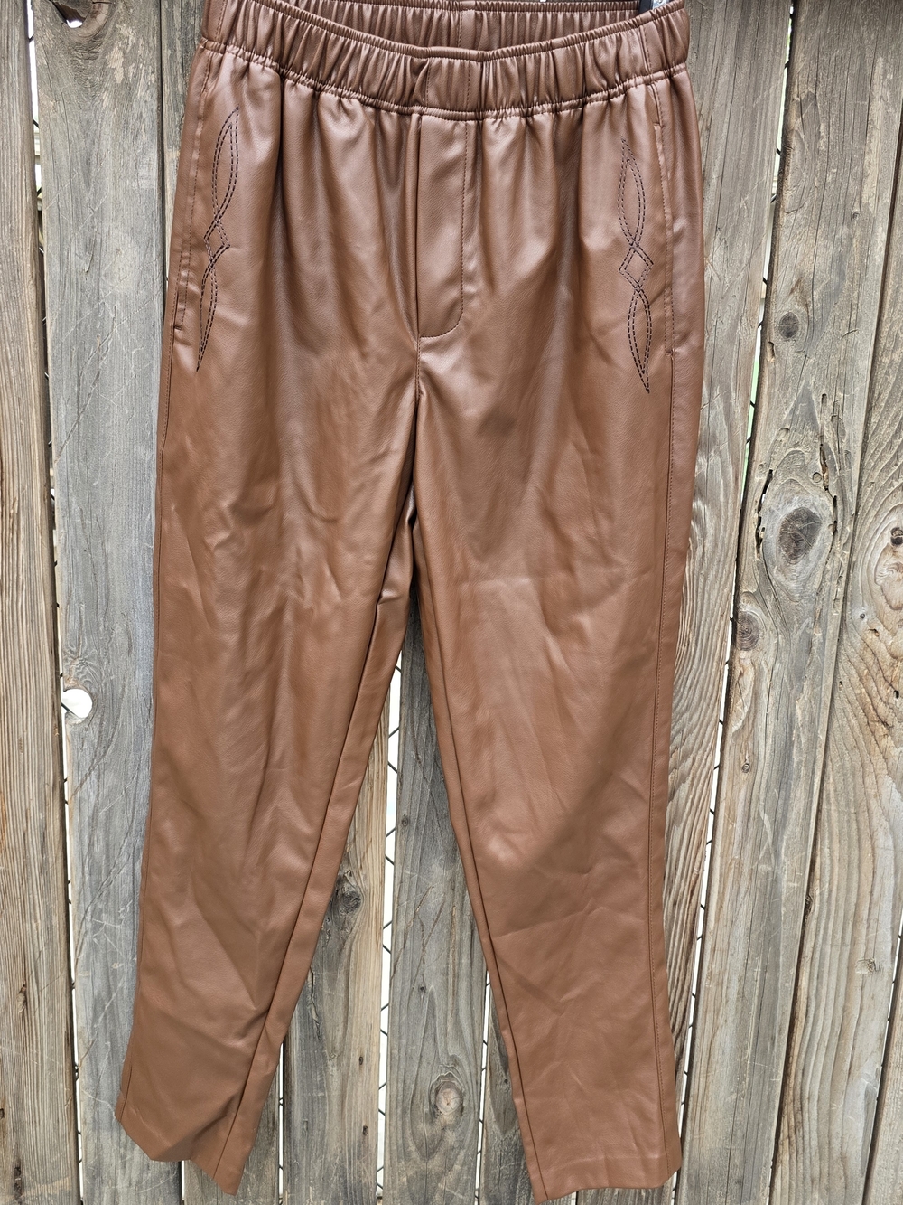 Ariat Faux Leather Pull on Jogger Pants Western Stitching Size XS - Picture 6 of 9